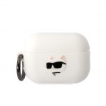 Karl Lagerfeld 3D Choupette Head Logo NFT Silikonové Pouzdro pro Airpods Pro 2 White