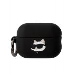 Karl Lagerfeld 3D Choupette Head Logo NFT Silikonové Pouzdro pro Airpods Pro 2 Black