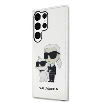 Karl Lagerfeld IML Glitter Karl and Choupette NFT Zadní Kryt pro Samsung Galaxy S23 Ultra Transparent