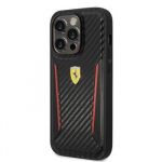 Ferrari PU Carbon Zadní Kryt pro iPhone 14 Pro Black