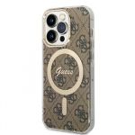 Guess 4G IML MagSafe Kompatibilní Zadní Kryt pro iPhone 14 Pro Brown