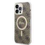 Guess 4G IML MagSafe Kompatibilní Zadní Kryt pro iPhone 14 Pro Max Brown