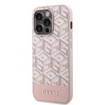 Guess PU G Cube MagSafe Kompatibilní Zadní Kryt pro iPhone 13 Pro Pink