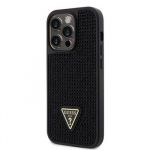 Guess Rhinestones Triangle Metal Logo Kryt pro iPhone 14 Pro Black