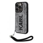 Karl Lagerfeld Sequins Reversible Zadní Kryt pro iPhone 13 Pro Max Black/Silver