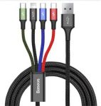 Baseus CA1T4-B01 Fast 4in1 Kabel Lightning, 2x USB-C, MicroUSB 3.5A 1.2m Black (Pošk. Balení)