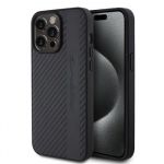 AMG PC/TPU Carbon Effect and Leather Stripe Magsafe Zadní Kryt pro iPhone 15 Pro Max Black