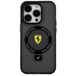 Ferrari Ring Stand MagSafe Zadní Kryt pro iPhone 15 Black