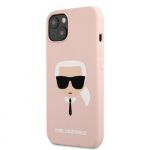 Karl Lagerfeld Liquid Silicone Karl Head Zadní Kryt pro iPhone 13 Light Pink