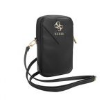 Guess PU Grained 4G Metal Logo Walltet Phone Bag Zipper Black