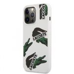 Lacoste Liquid Silicone Allover Pattern Kryt pro iPhone 13 Pro Max White