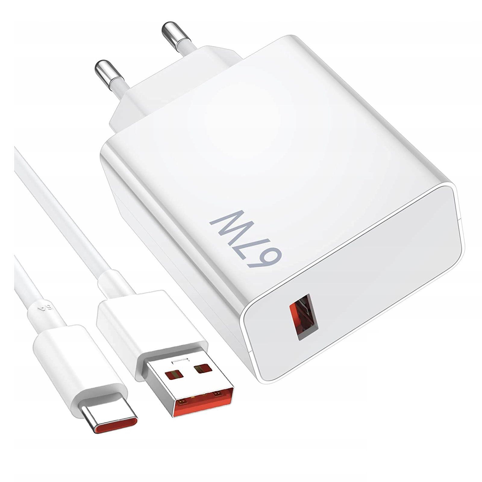 Xiaomi MDY-14-EL USB-A 33W Cestovní Nabíječka + USB-C 6A Datový Kabel White (Bulk)