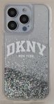 DKNY Liquid Glitter Arch Logo Zadní Kryt pro iPhone 15 Pro Transparent